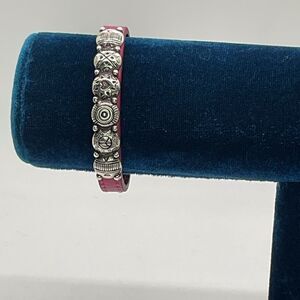Brighton Harmony Bandit Silver and Pink Leather Buckle Bracelet